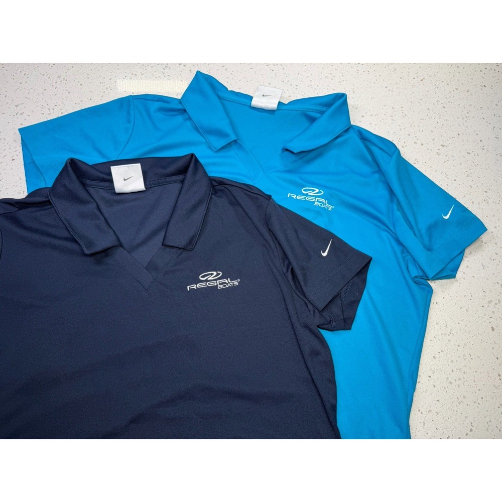 Nike Dri-FIT Golf Polo Shirt Women Large XL Blue Navy Short Sleeve Collared